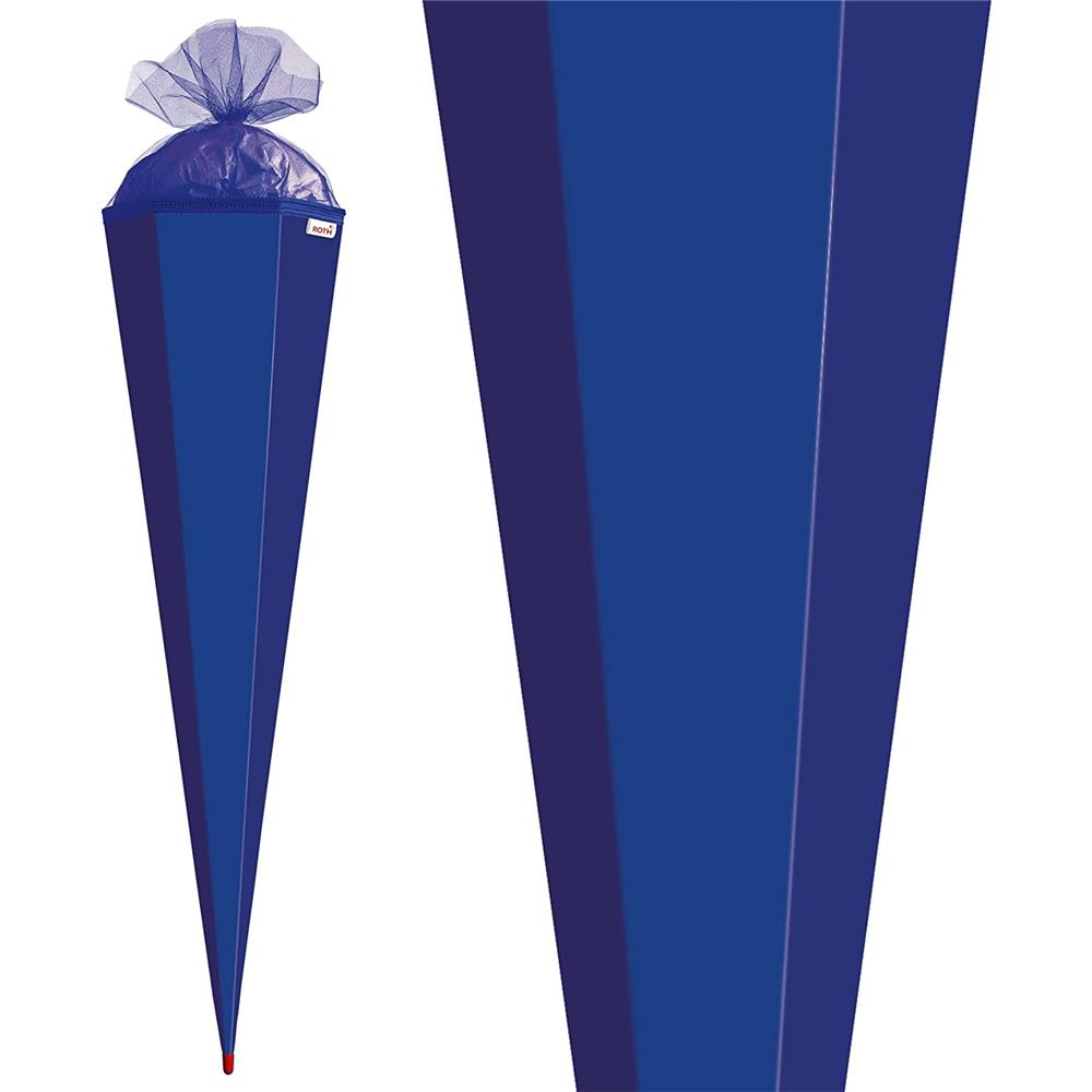 Roth Extra große XXL Schultüte-Rohling/Basteltüte, ultramarinblau, 100cm, eckig, Rot(h)-Spitze, Tüllverschluss