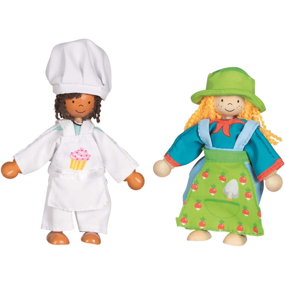 goki Biegepuppen Fynja & Fabio – Holz- und Textilspielzeug mit 6 Outfits, für Kinder ab 3 Jahren