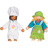 goki Biegepuppen Fynja & Fabio – Holz- und Textilspielzeug mit 6 Outfits, für Kinder ab 3 Jahren