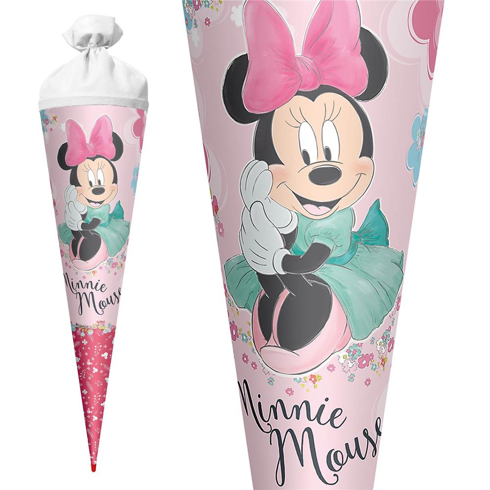 Roth Schultüte Disney Minnie Maus, 70cm, rund, mit Rot(h)-Spitze und weißem Filzverschluss