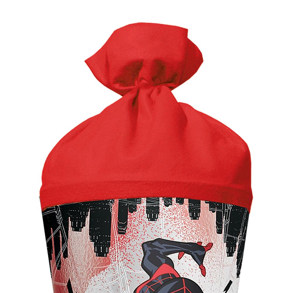 Roth Schultüte Marvel Spiderman (Miles Morales), 70cm, rund, Rot(h)-Spitze, Filzverschluss, Folieneffekt