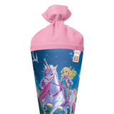 Roth Schultüte Magische Einhornreiterin, 70cm, rund, Rot(h)-Spitze, Filzverschluss, Glitter