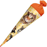 Roth Schultüte Katzenparty, 70cm, rund, Rot(h)-Spitze, Filzverschluss