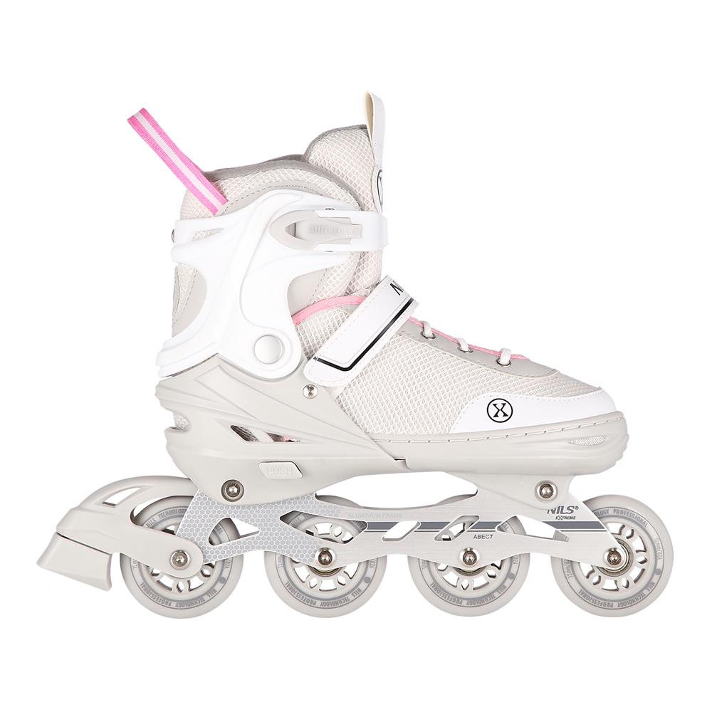 NILS EXTREME NH18188A 2in1 Inliner Schlittschuhe Kinder Gr. 34-38, Grau-Rosa, verstellbar