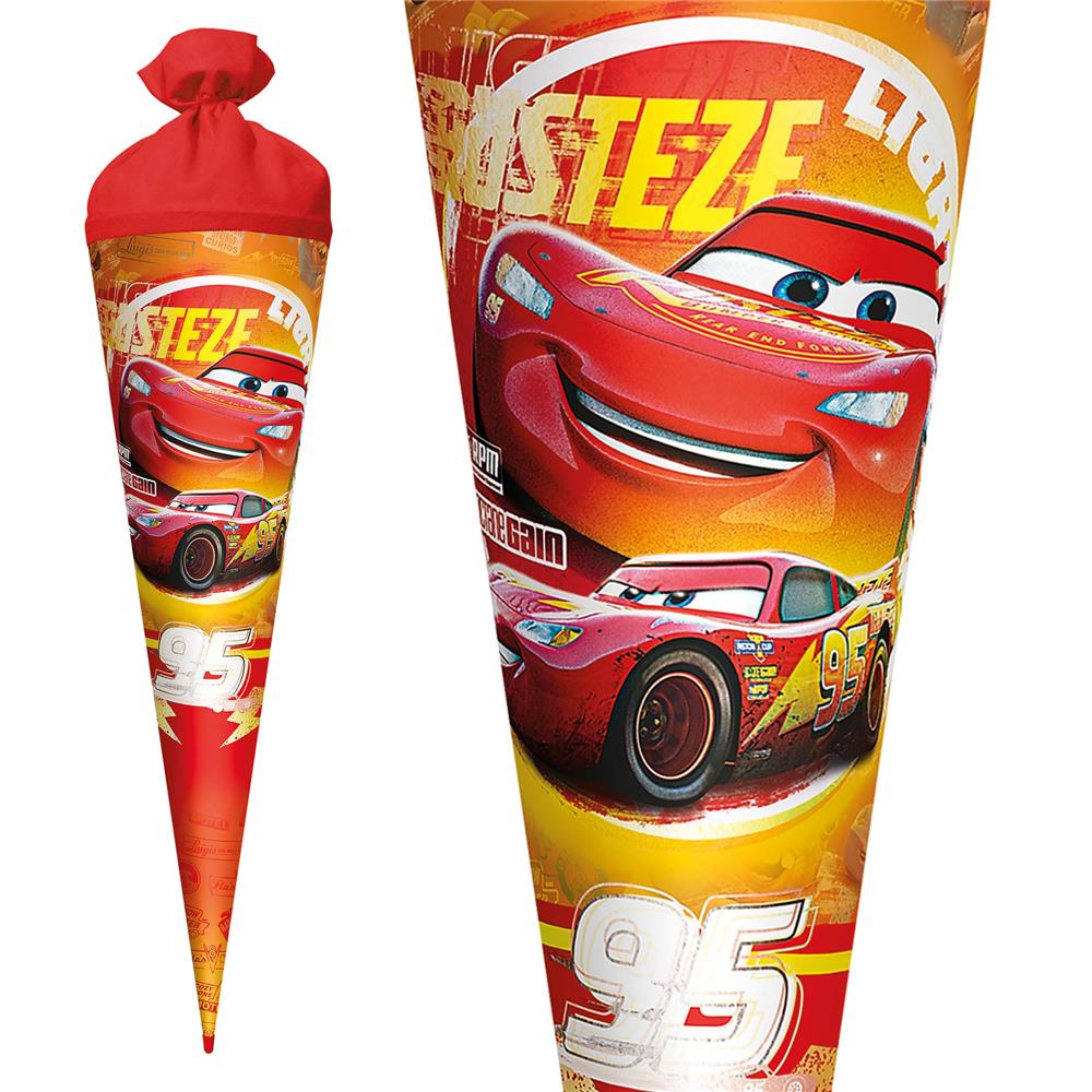 Roth Schultüte Disney Cars mit Folieneffekt, 70cm, rund, mit Rot(h)-Spitze und rotem Filzverschluss