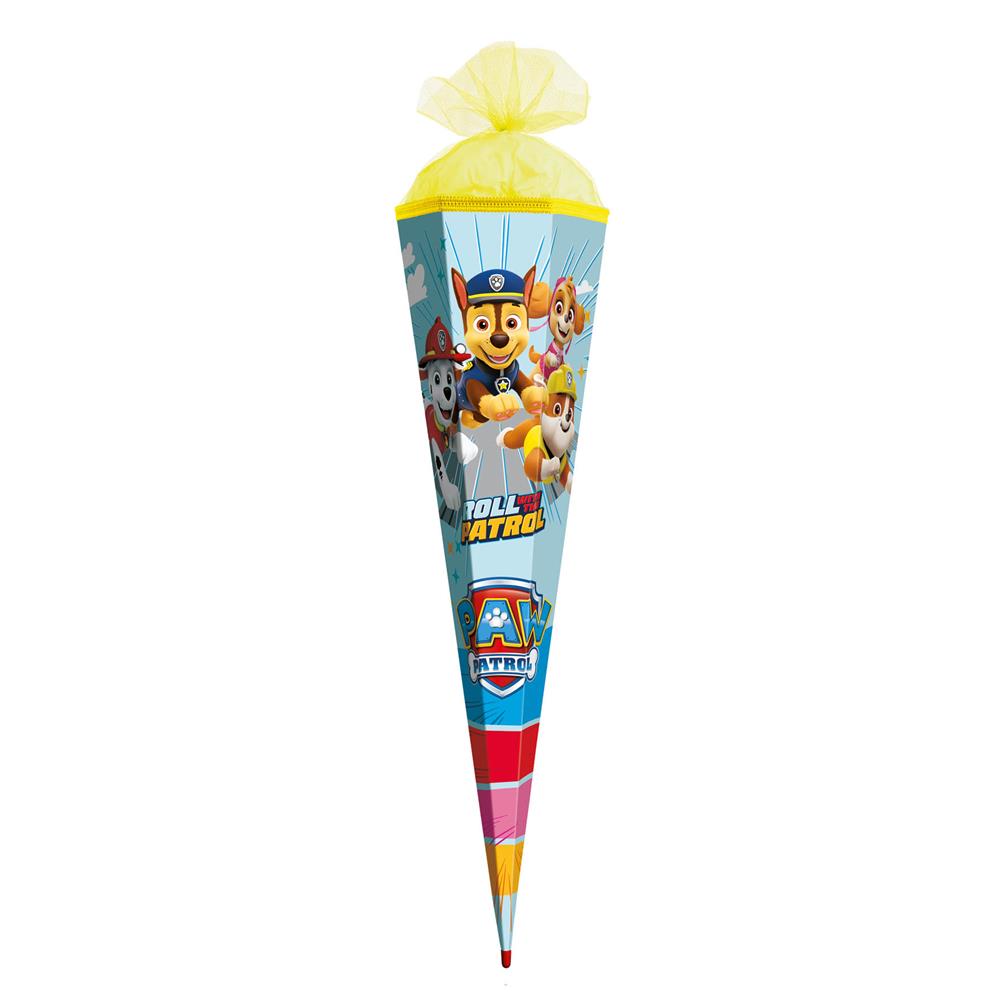 Roth Schultüte Paw Patrol, 85cm, eckig, mit Rot(h)-Spitze und gelbem Tüllverschluss