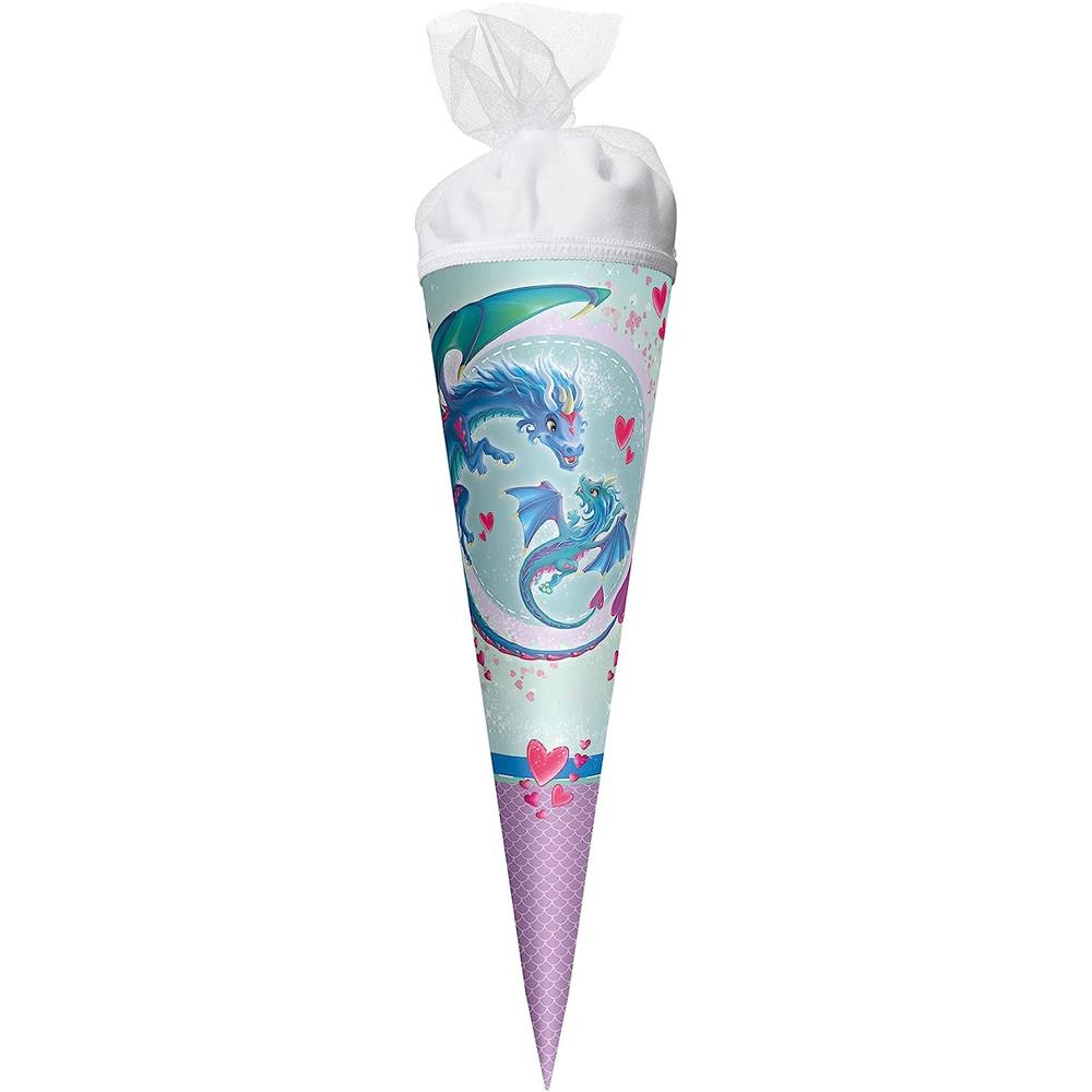 Roth Schultüte Drachenliebe, 22cm, rund, Tüllverschluss
