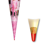 Roth Schultüte Barbie, 70cm, rund, mit Rot(h)-Spitze und rosafarbenem Filzverschluss