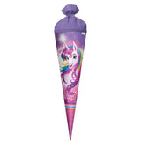 Roth Schultüte Einhornportrait, 70cm, rund, Rot(h)-Spitze, Filzverschluss