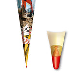 Roth Schultüte Achtung Bagger, 85cm, eckig, Rot(h)-Spitze, Tüllverschluss, Folieneffekt