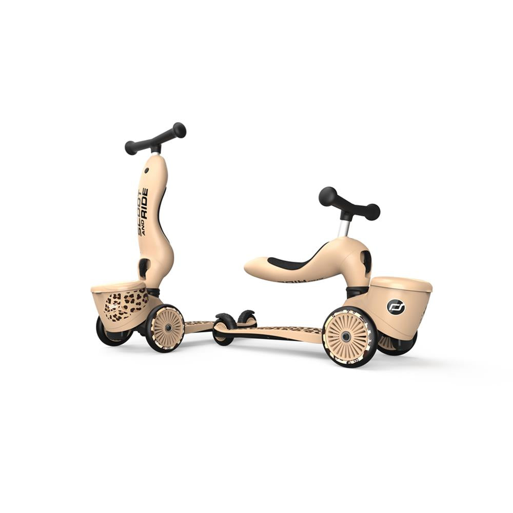 Scoot & Ride Highwaykick 1 Lifestyle, leopard - Kinderroller mit Aufbewahrungsbox