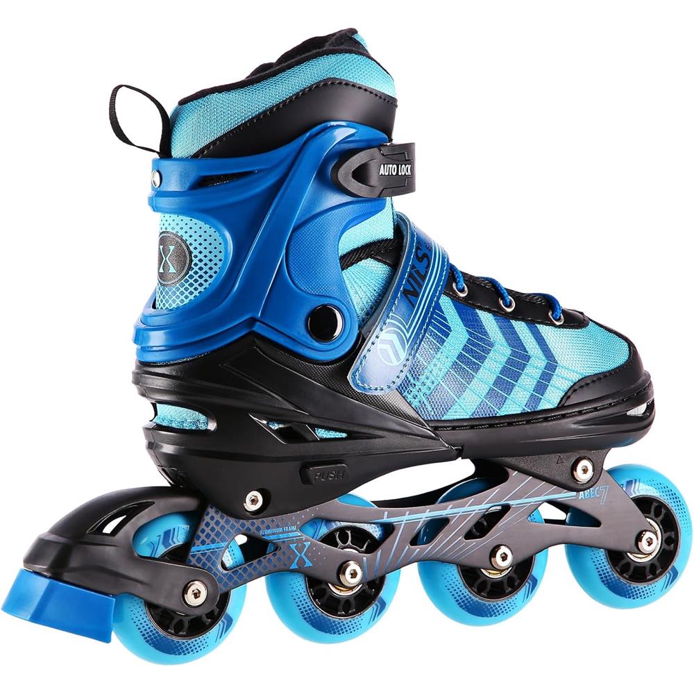 NILS EXTREME NH18192A 4in1 Inliner Schlittschuhe Rollschuhe Gr. 39-43, Schwarz-Blau, verstellbar