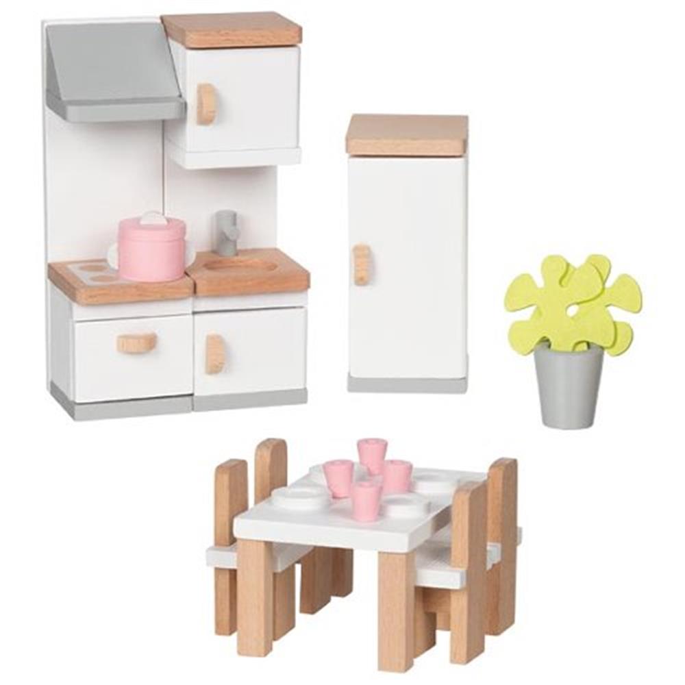 Goki Puppenmöbel Style, Küche, 20-teiliges Puppenhauszubehör aus Holz