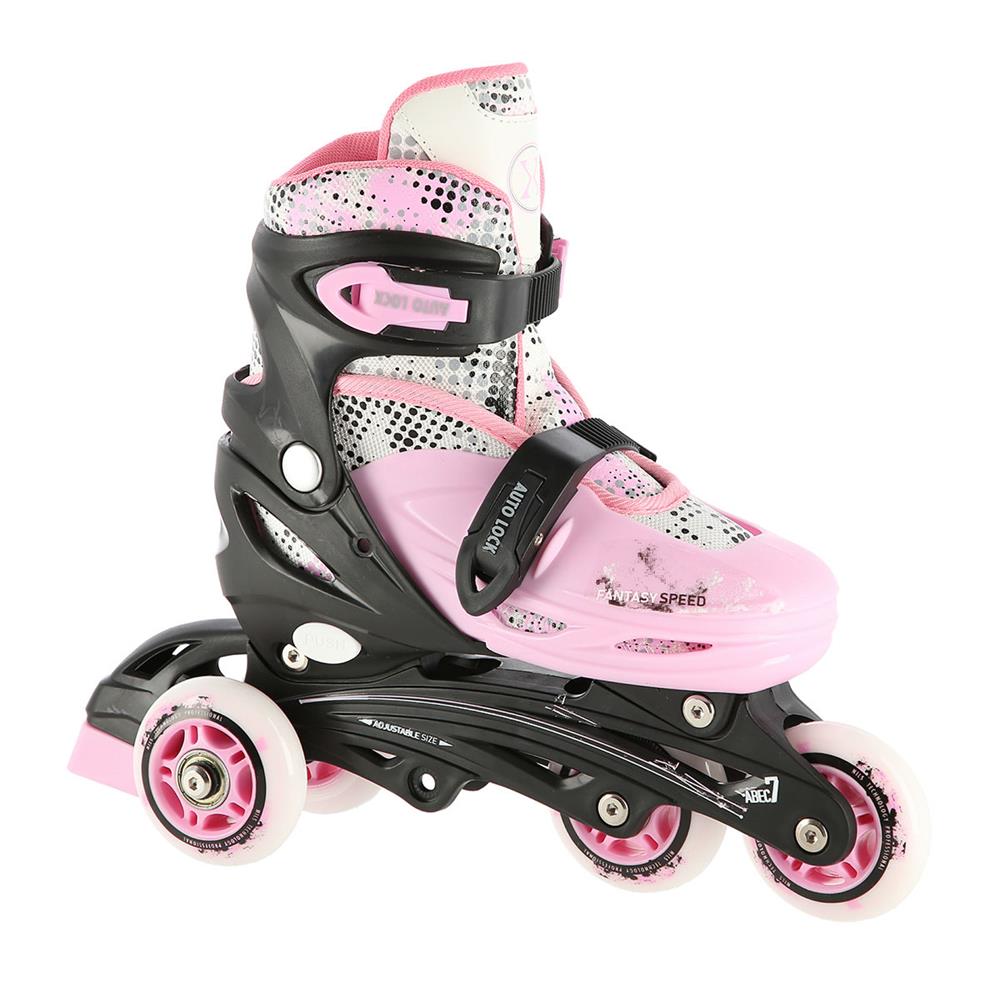 NILS EXTREME NH18331 4in1 Inliner Schlittschuhe Rollschuhe Gr. 31-34, Rosa, verstellbar