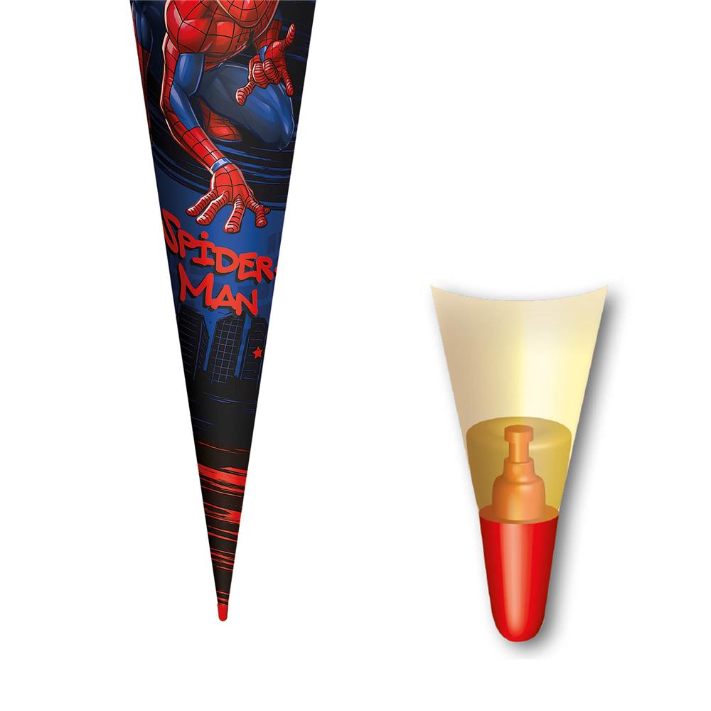 Roth Schultüte Marvel Spiderman, 70cm, rund, mit Rot(h)-Spitze und rotem Filzverschluss