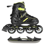 NILS EXTREME NH18191 2in1 Inliner Schlittschuhe Kinder Gr. 34-38, Schwarz-Limettengrün, verstellbar