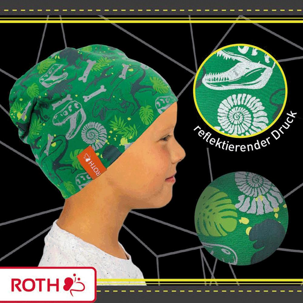 Roth ReflActions Jersey-Beanie Dinosaurier T-Rex, 5-8 Jahre, 50-54cm, mit reflektierende Details