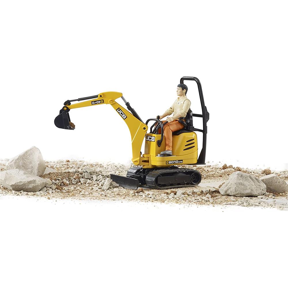 Bruder 62002 - JCB Mikrobagger 8010 CTS, 1:16, und Bauarbeiter