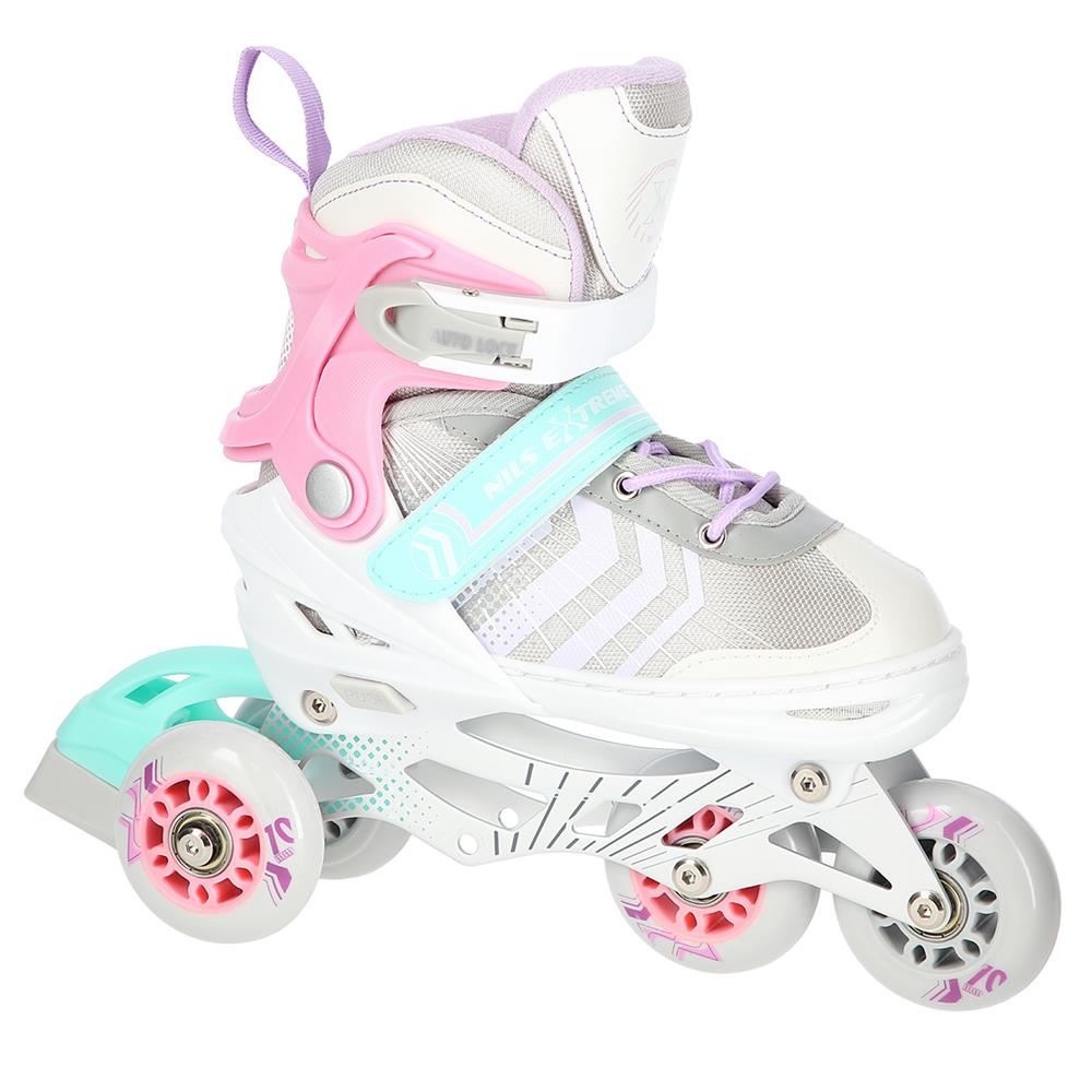 NILS EXTREME NH18192 4in1 Inliner Schlittschuhe Rollschuhe Gr. 29-33, Rosa, verstellbar