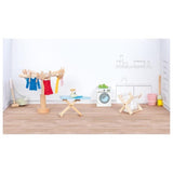 Goki Accessoires Waschküche, 29-teiliges Puppenhauszubehör aus Holz
