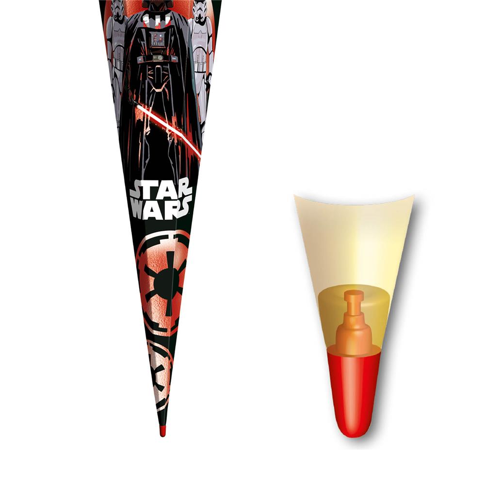 Roth Schultüte Disney Star Wars mit Folieneffekt, 85cm, eckig, mit Rot(h)-Spitze und schwarzem Tüll