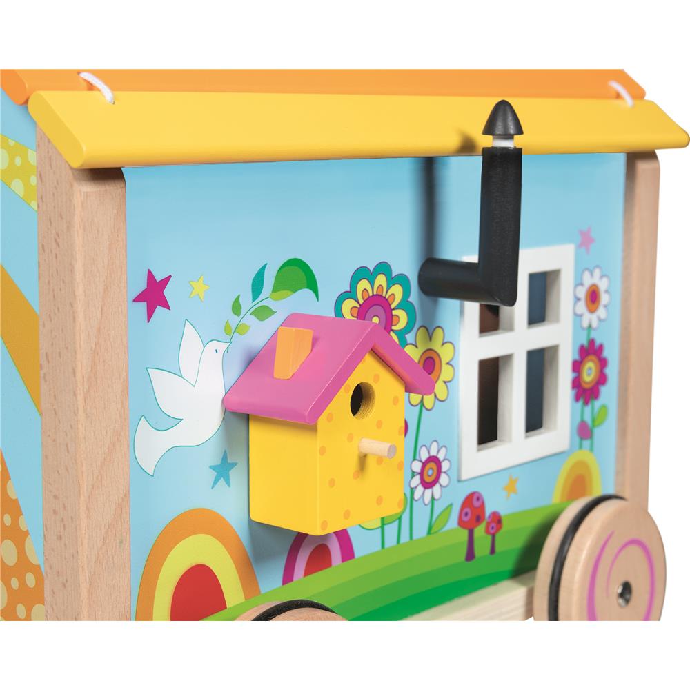 goki Bauwagen Spirit – Holzspielzeug mit Zubehör, für Kinder ab 3 Jahren