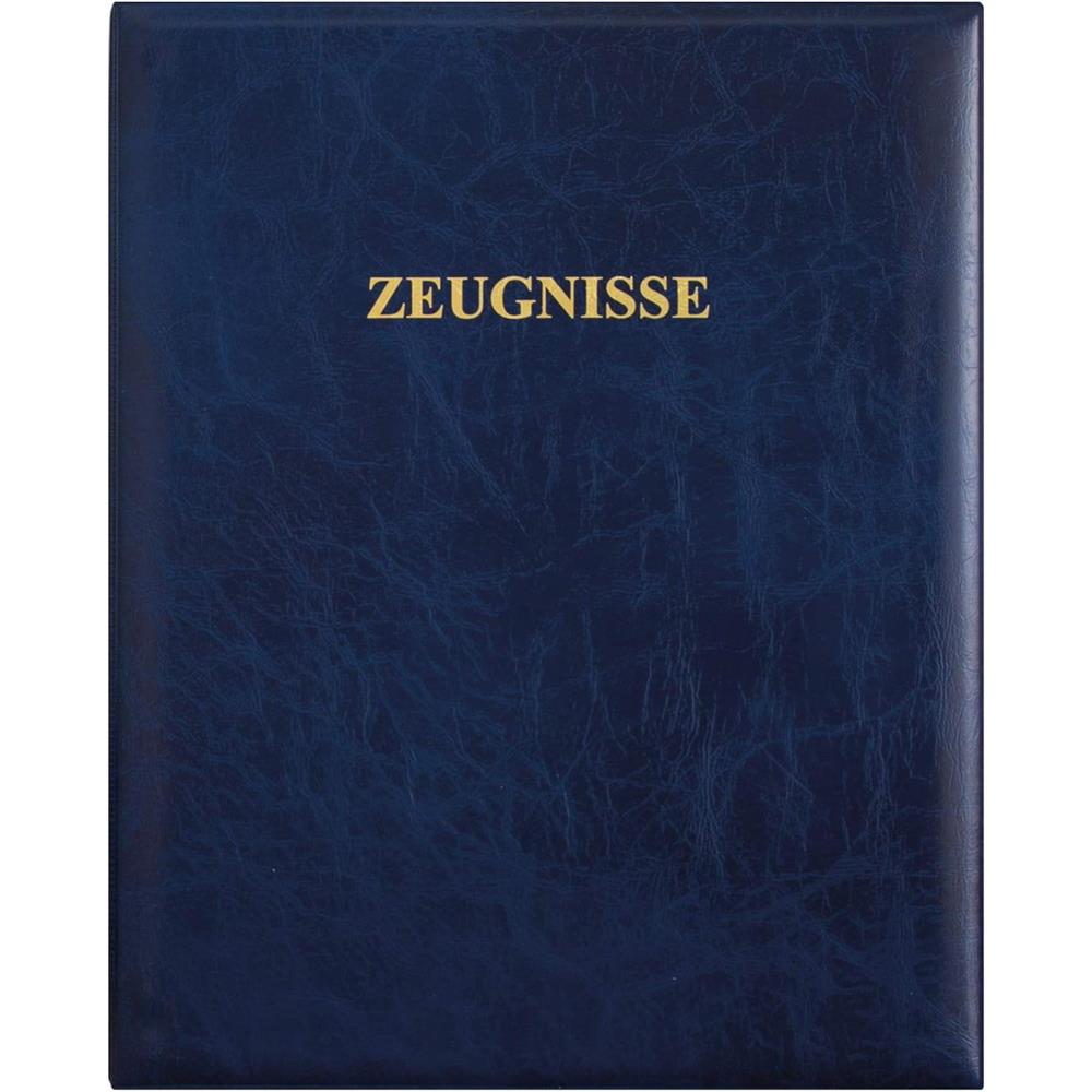 Roth Zeugnismappe Ringbuch A4 Dunkelblau, wattierter Einband, goldene Schrift, ohne Einlagen