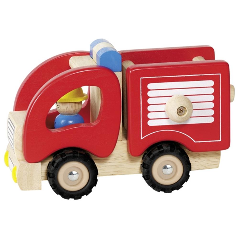 Goki Einsatzfahrzeug aus Holz - Feuerwehr mit Spielfigur