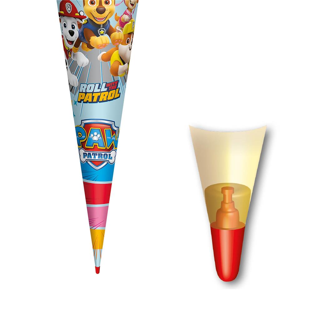Roth Schultüte Paw Patrol, 70cm, rund, mit Rot(h)-Spitze und gelbem Filzverschluss