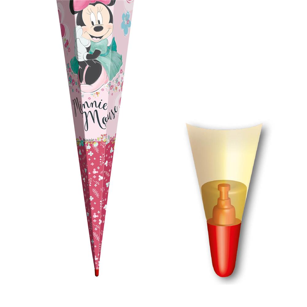 Roth Schultüte Disney Minnie Maus, 85cm, eckig, mit Rot(h)-Spitze und weißem Tüllverschluss
