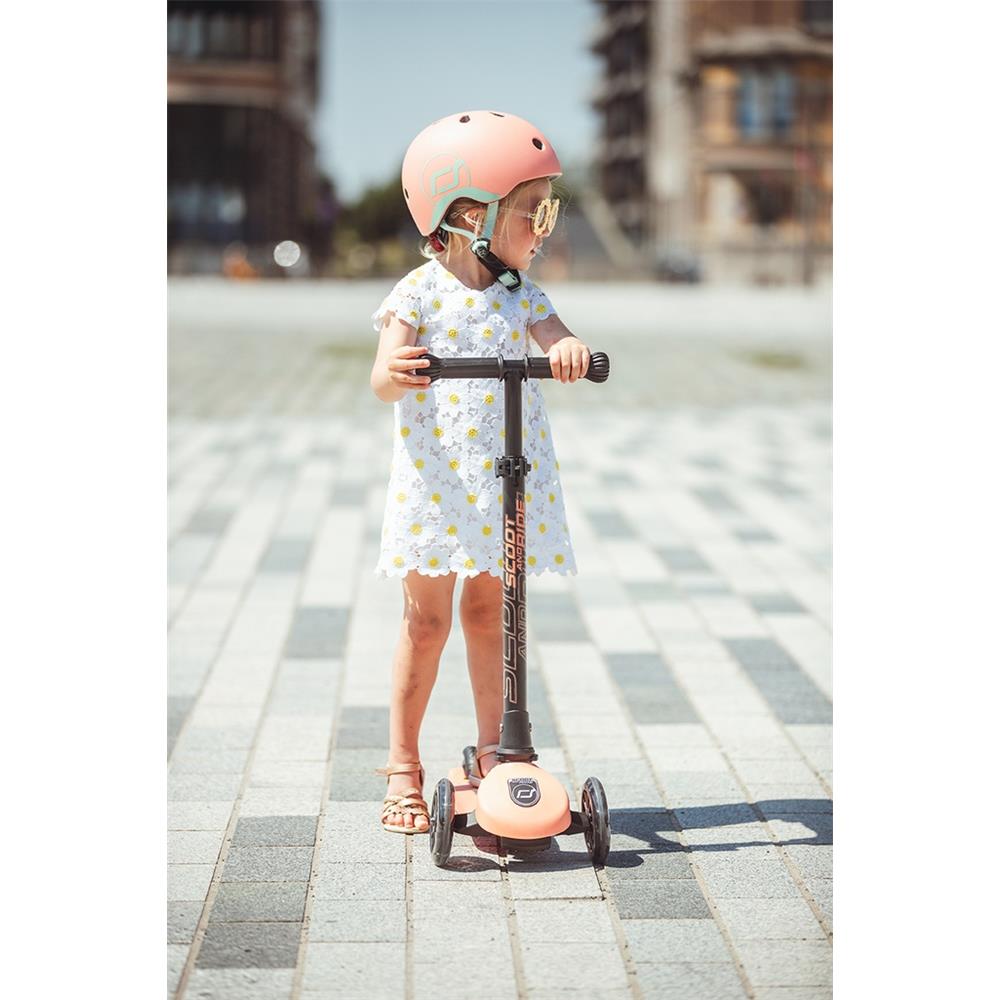 Scoot & Ride Kinderhelm Größe XXS-S (45-51 cm) peach - Schutzhelm mit LED-Licht