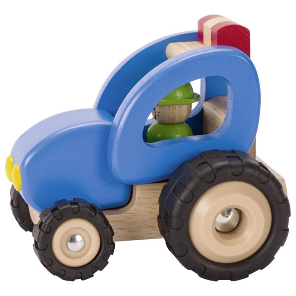 Goki Bauernhoffahrzeug aus Holz - Traktor mit Spielfigur
