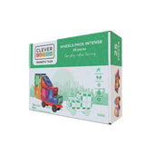 Cleverclixx Auto-Bausatz in Knallfarben 25 Teile, Magnetspielzeug Auto mit Rädern, Erweiterungsset