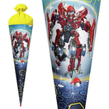 Roth Schultüte Dynamic Robot, 70cm, rund, Rot(h)-Spitze, Filzverschluss, Folieneffekt