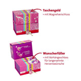 Roth Spardose Einhornportrait, mit 2 getrennten Boxen, mit Magnet und Vorhängeschloss