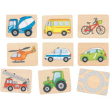 goki Memo Fahrzeuge – Holzspielzeug 32-teilig, für Kinder ab 3 Jahren