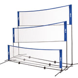 NILS 3-in-1 Netz höhenverstellbar, Badminton Tennis Volleyball Outdoor Garten Freizeit