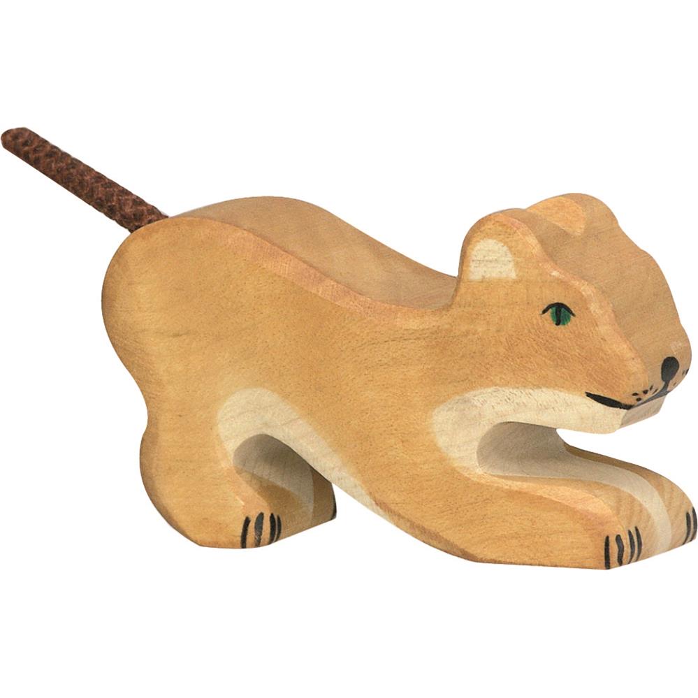 Holztiger Holzfigur - Löwe, klein, spielend, Holzspielzeug, ab 3 Jahren