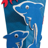 Roth Schultüte-Bastelset, Delfin, 68cm, eckig, Rot(h)-Spitze, Kreppverschluss