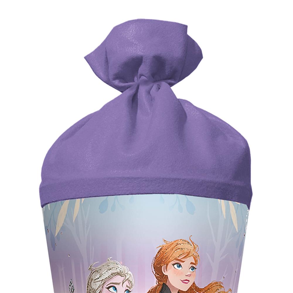 Roth Schultüte Disney Frozen mit Glitter, 70cm, rund, mit Rot(h)-Spitze und lilafarbigem Filz