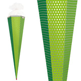 Roth Schultüte-Rohling/Basteltüte, grün mit Punkten, Folie, 85cm, eckig, Rot(h)-Spitze, mit Tüllverschluss (weiß)