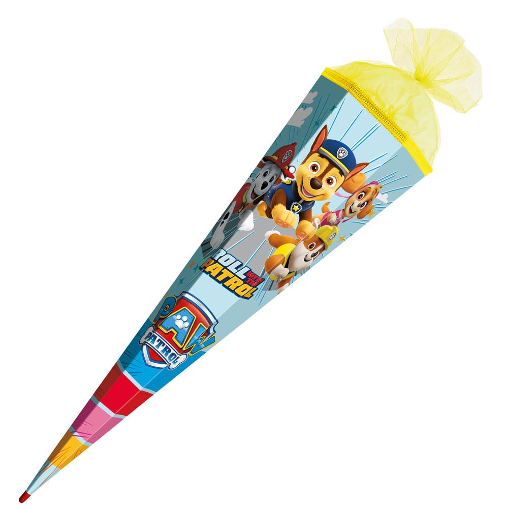 Roth Schultüte Paw Patrol, 85cm, eckig, mit Rot(h)-Spitze und gelbem Tüllverschluss