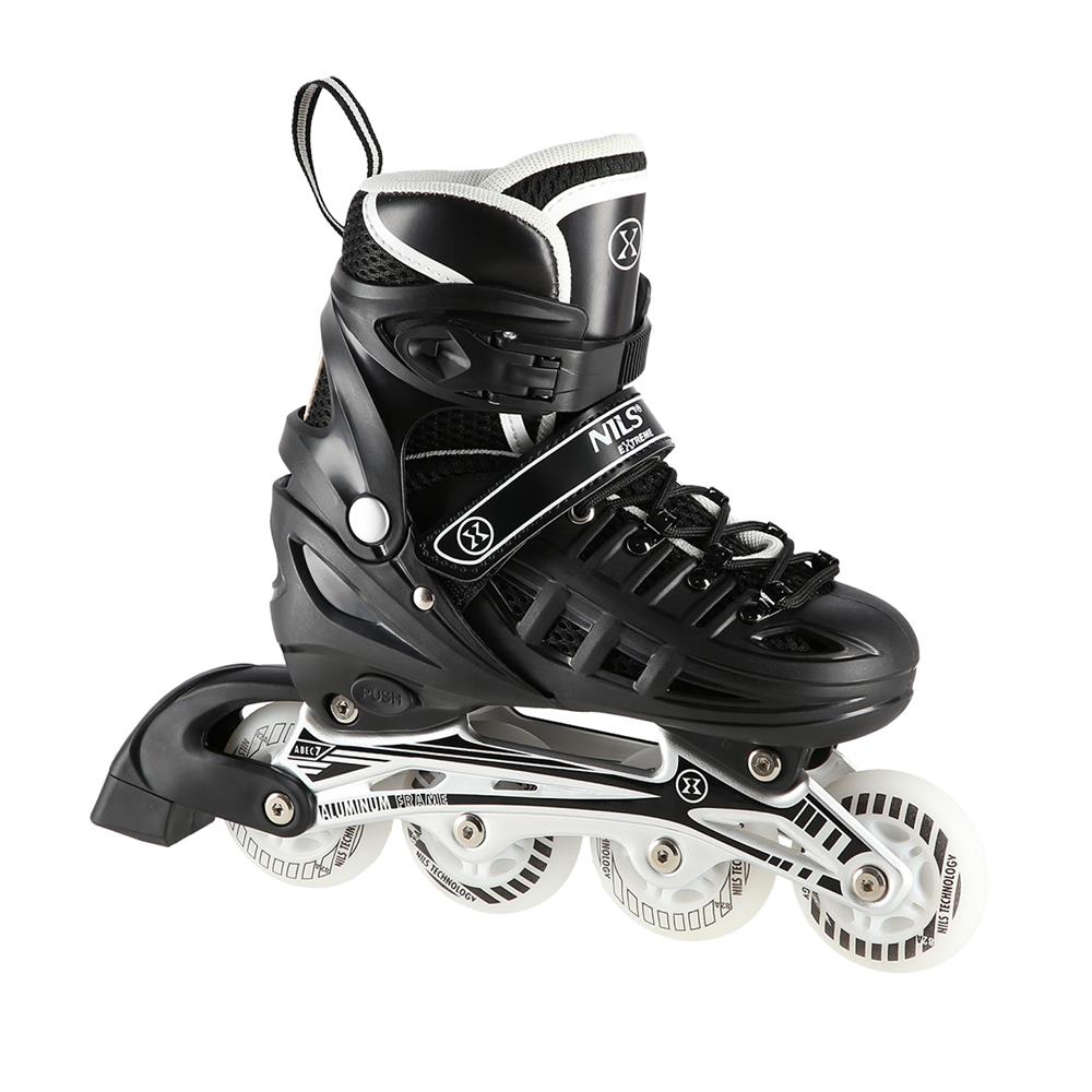 NILS EXTREME NH10905 4in1 LED Inliner Schlittschuhe Rollschuhe Gr. 35-38, Schwarz, verstellbar