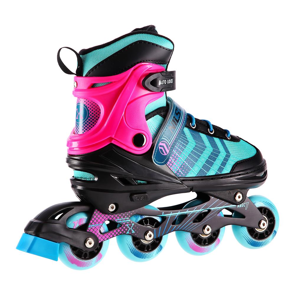 NILS EXTREME NH18192A 4in1 Inliner Schlittschuhe Rollschuhe Gr. 34-38, Schwarz-Violett, verstellbar