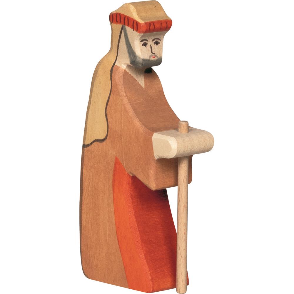 Holztiger Holzfigur - Hirte mit Stab 2, Krippenfigur, Holzspielzeug, ab 3 Jahren
