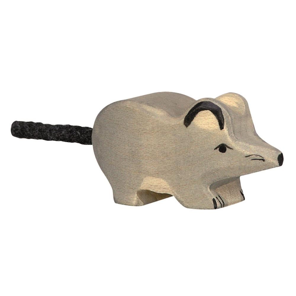 Holztiger Holzfigur - Maus, grau, Holzspielzeug, ab 3 Jahren