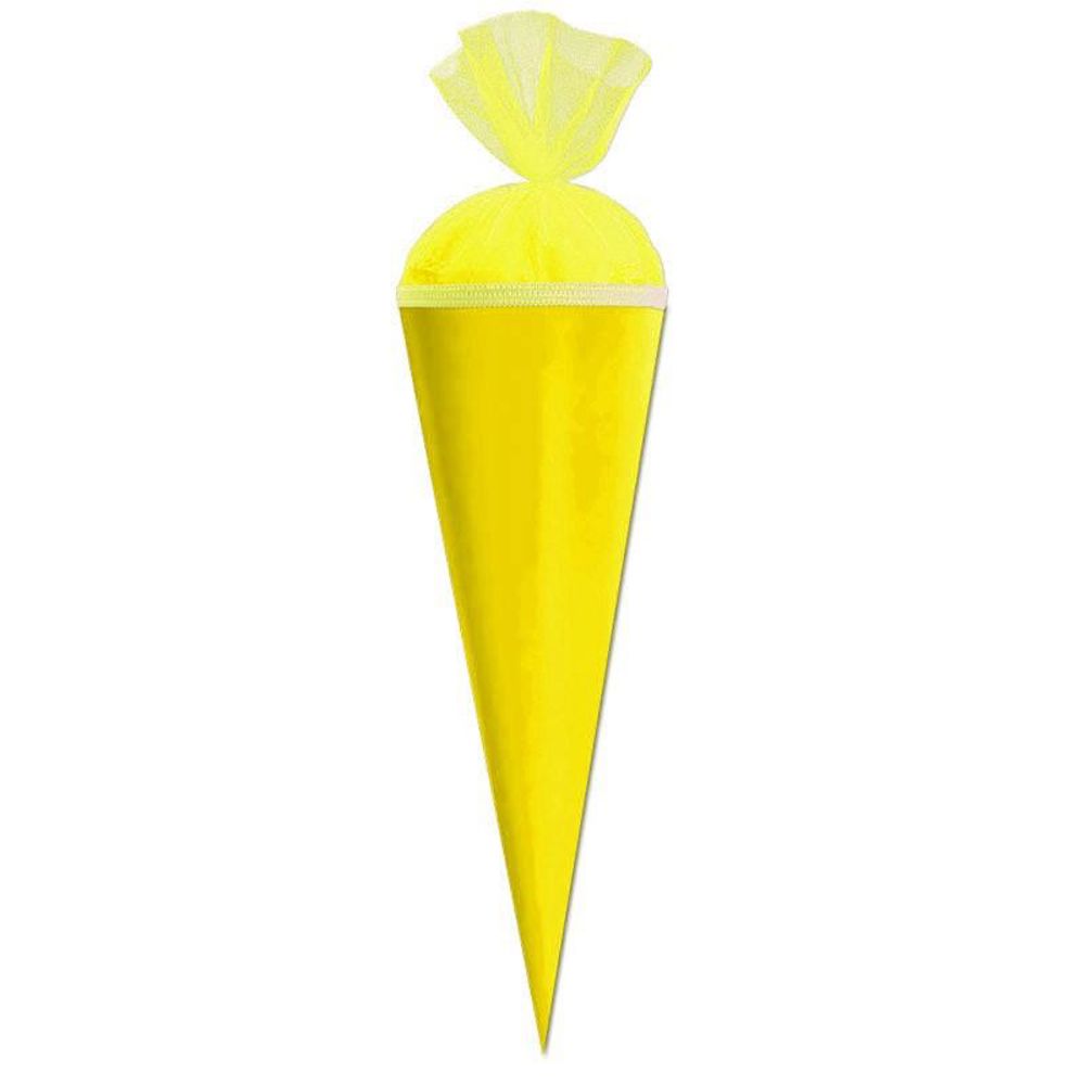 Roth Schultüte-Rohling/Basteltüte, gelb, 35cm, rund, Tüllverschluss