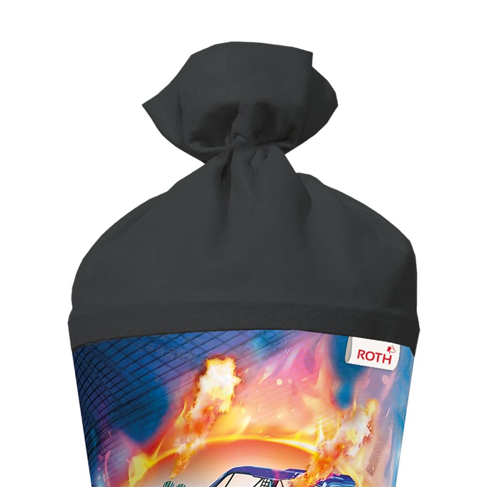 Roth Schultüte Monstertruck Fire, 70cm, rund, Rot(h)-Spitze, Filzverschluss