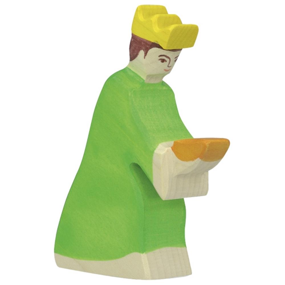 Holztiger Holzfigur - Balthasar 3, grün, Krippenfigur