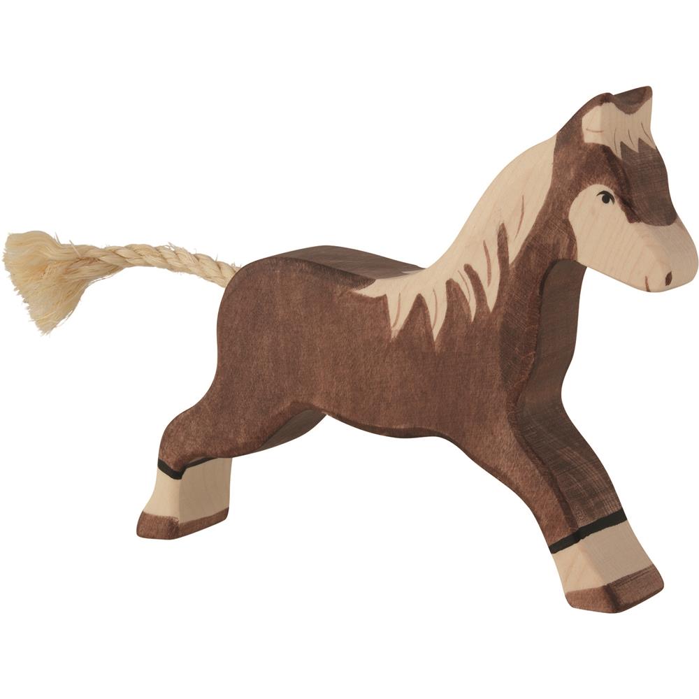 Holztiger Holzfigur - Pferd, laufend, dunkelbraun, Holzspielzeug, ab 3 Jahren